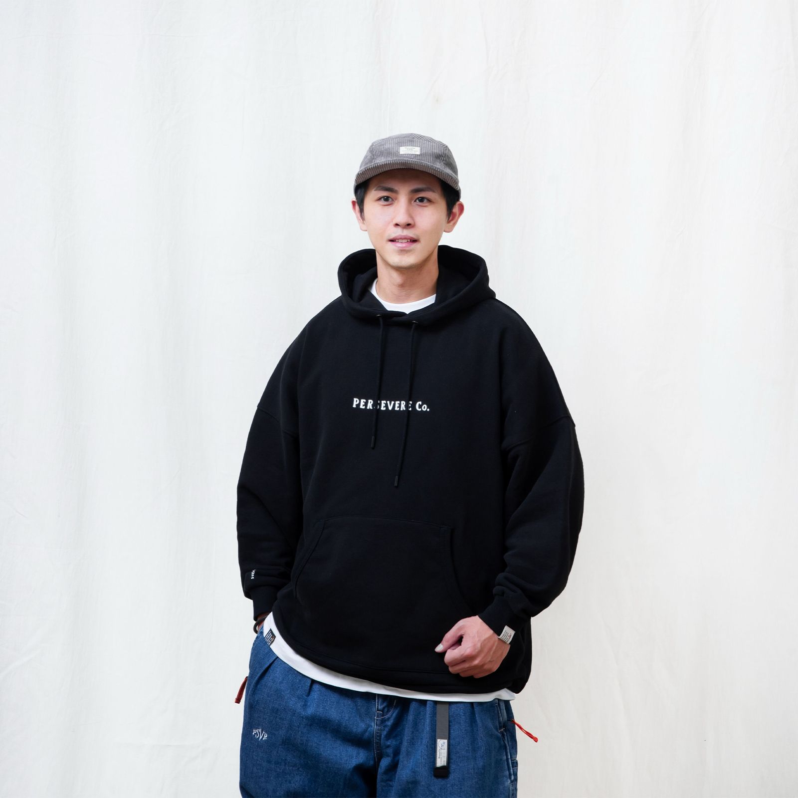 【ラスト1点 M 】brand logo classic washed hoodie / ブラック