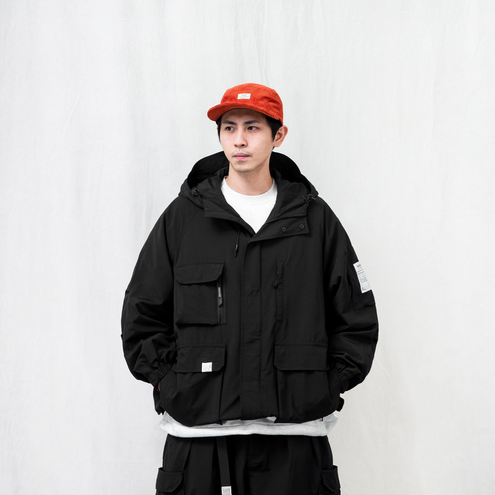 【ラスト1点 XL 】water-repellent multi-pocket utility jacket / ブラック