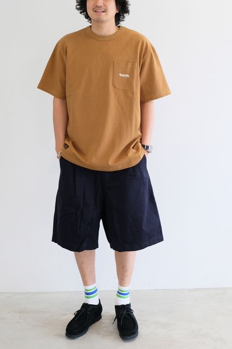 Persevere のポケTEEとハーフパンツの着こなし