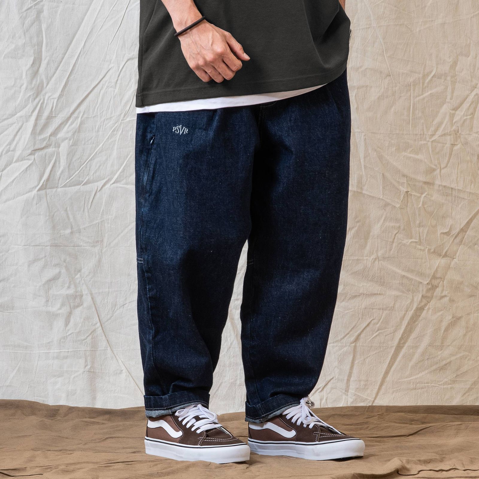 Persevere - [ラスト1点 XL ] Persevere onewash pleated denim jeans