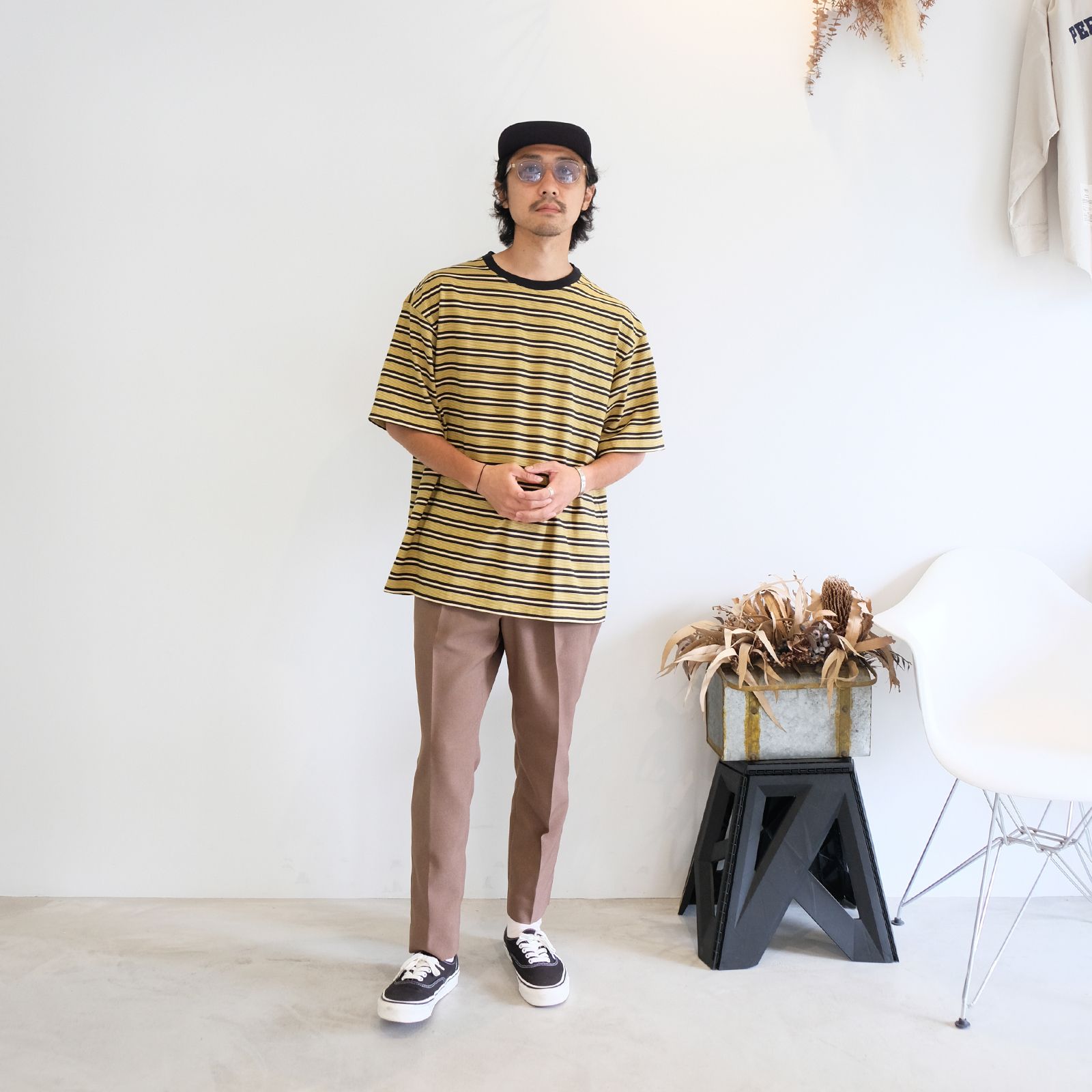 【2023.6.17(Sat) 】オリジナルのボーダーデザインが印象的な同系色でまとめたTシャツコーデ