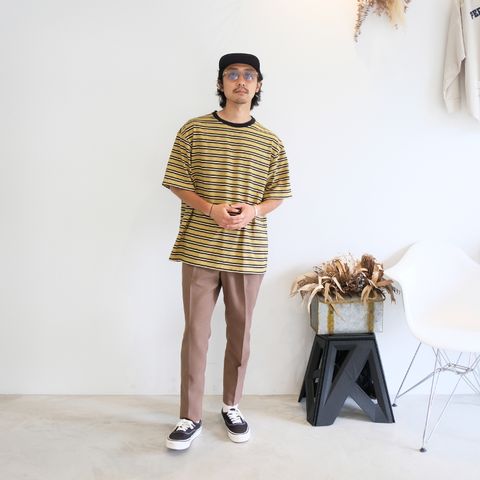 【2023.6.17(Sat) 】オリジナルのボーダーデザインが印象的な同系色でまとめたTシャツコーデ