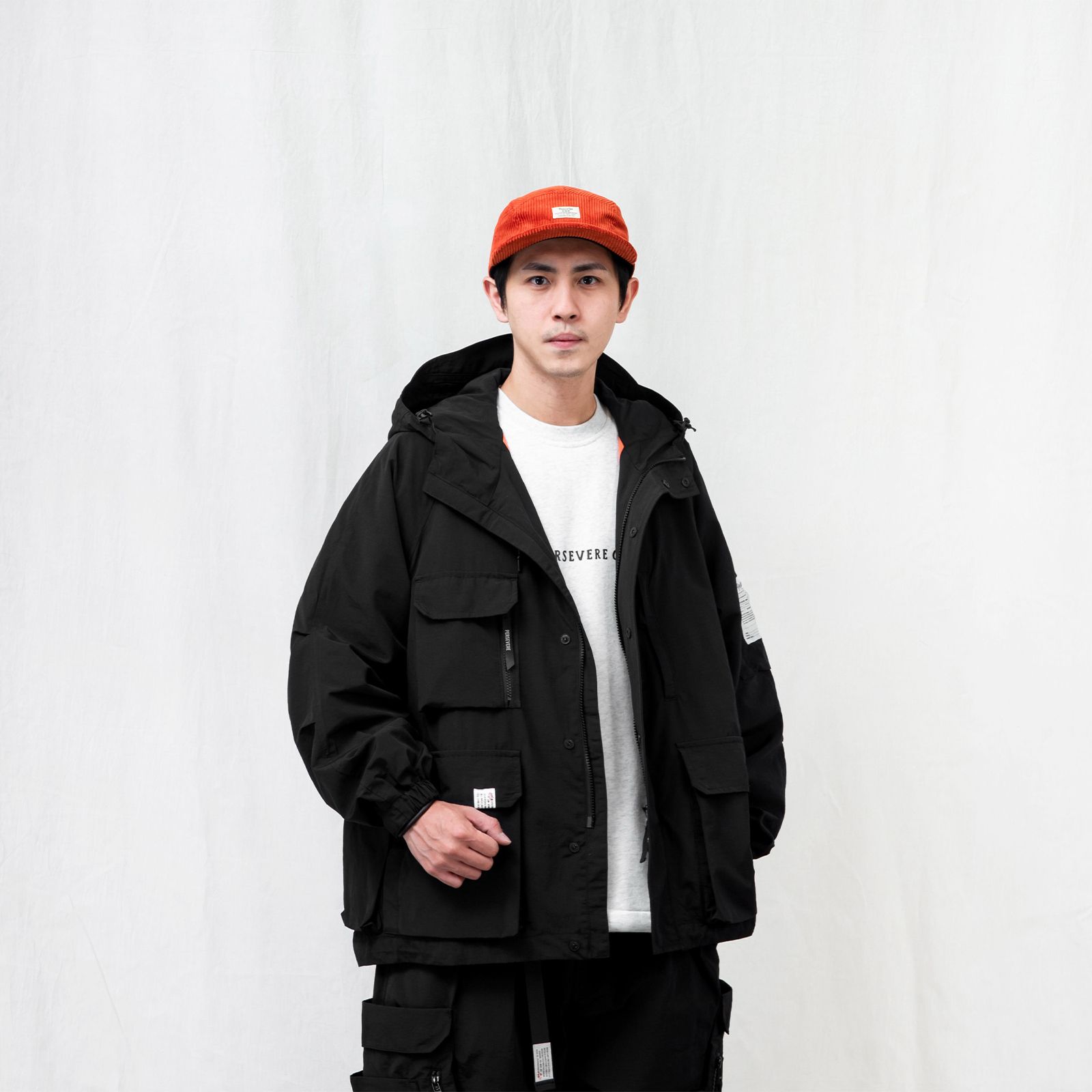 【ラスト1点 XL 】water-repellent multi-pocket utility jacket / ブラック