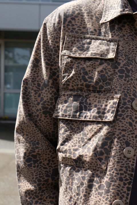 チーター柄をメインに男らしくまとめたミリジャケコーデ