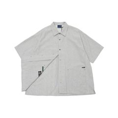 【ラスト1点 2 】Open Collar Stripe Shirt / グレーストライプ