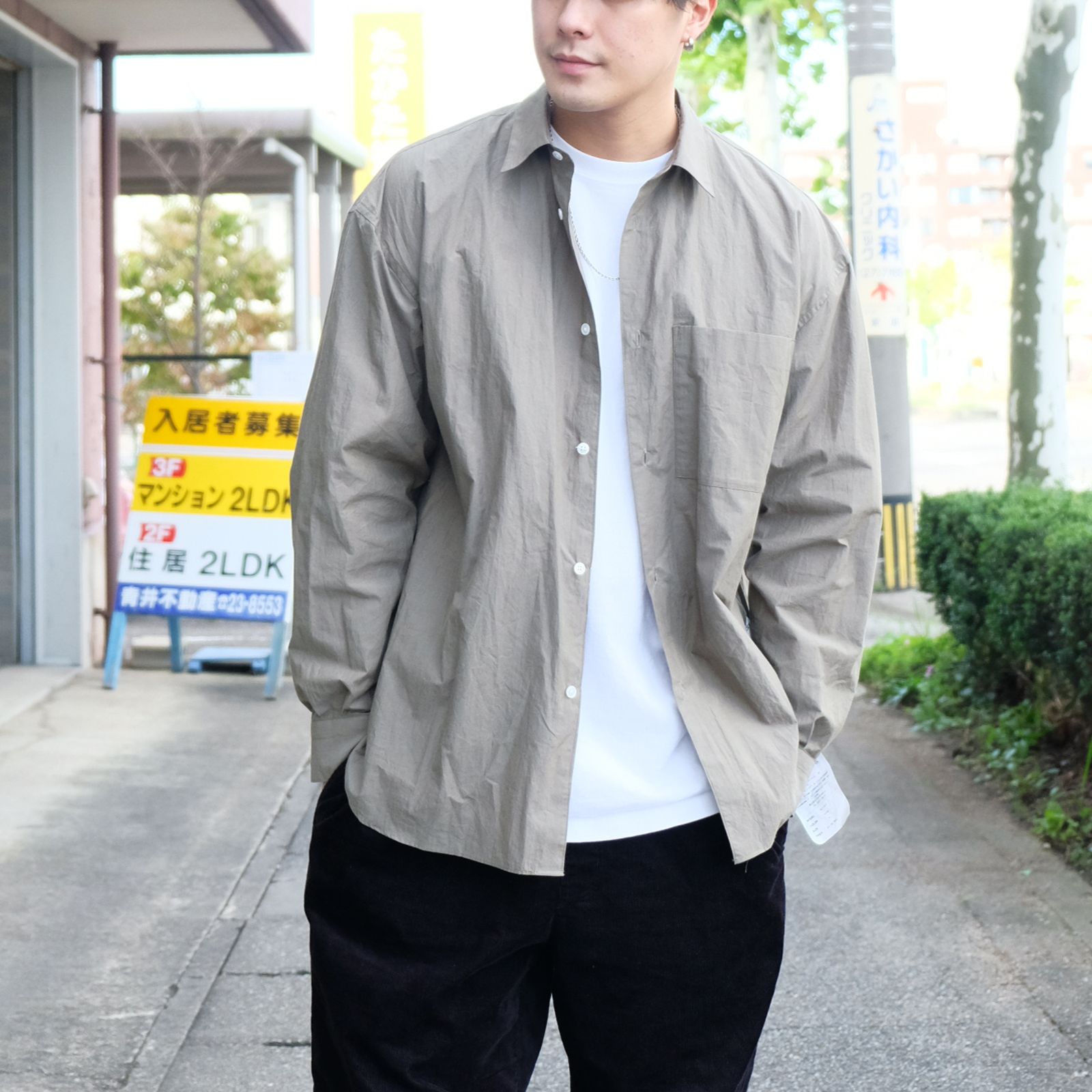 【ラスト1点 L】johnny regular collar shirts / カーキ