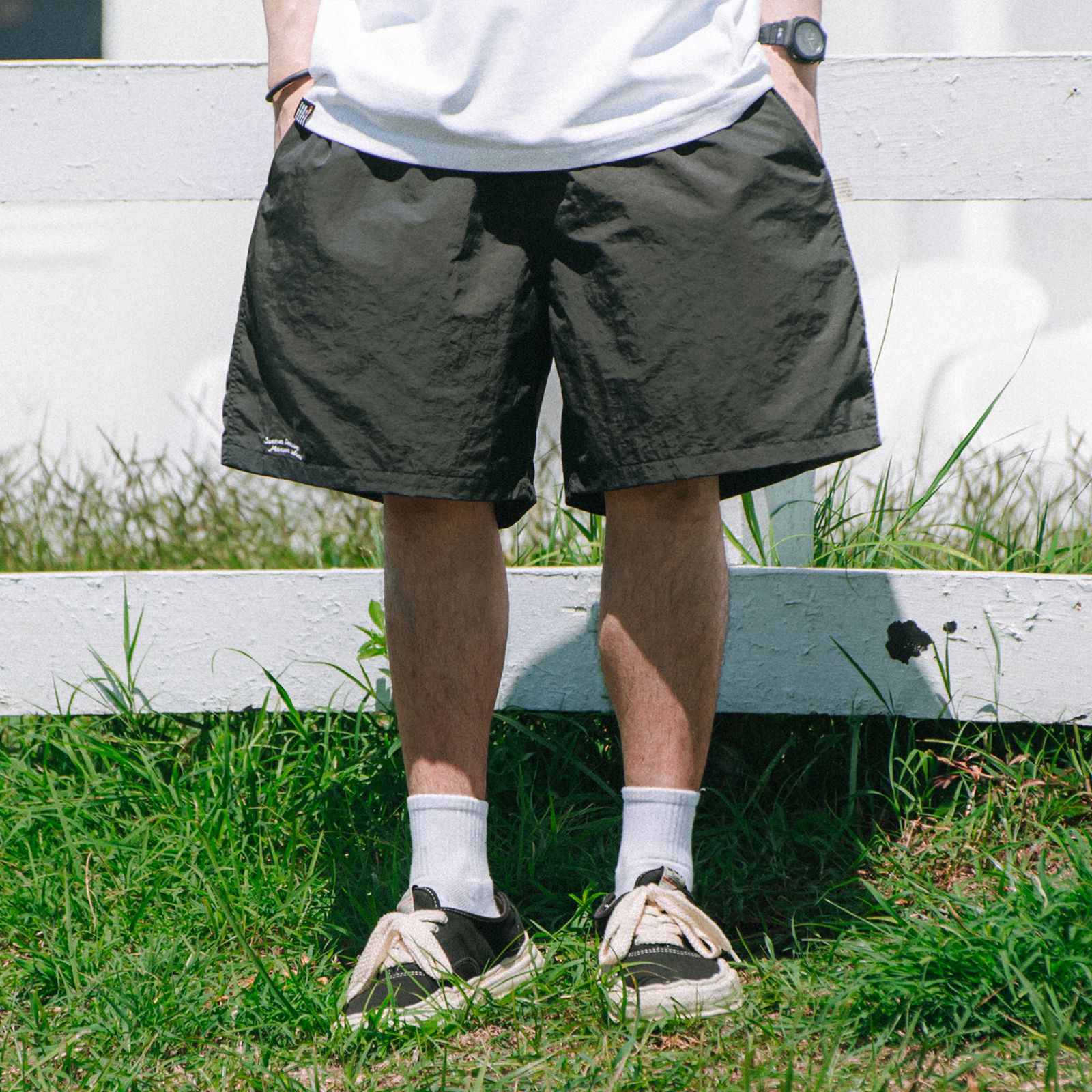 【ラスト1点 XL】ocean-inspired nylon shorts / ツートーングレー