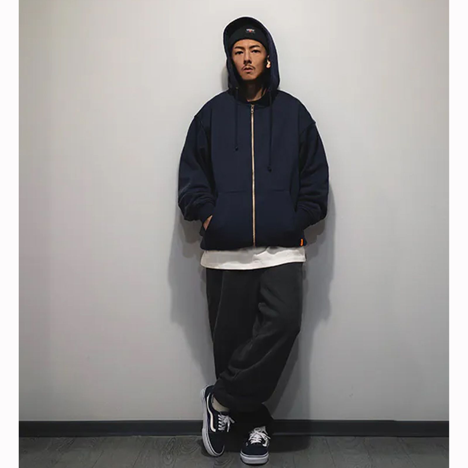 classic sweat zip hoodie / ネイビー