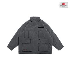 【ラスト1点 XL 】multi-pocket padded jacket / スモークグレー