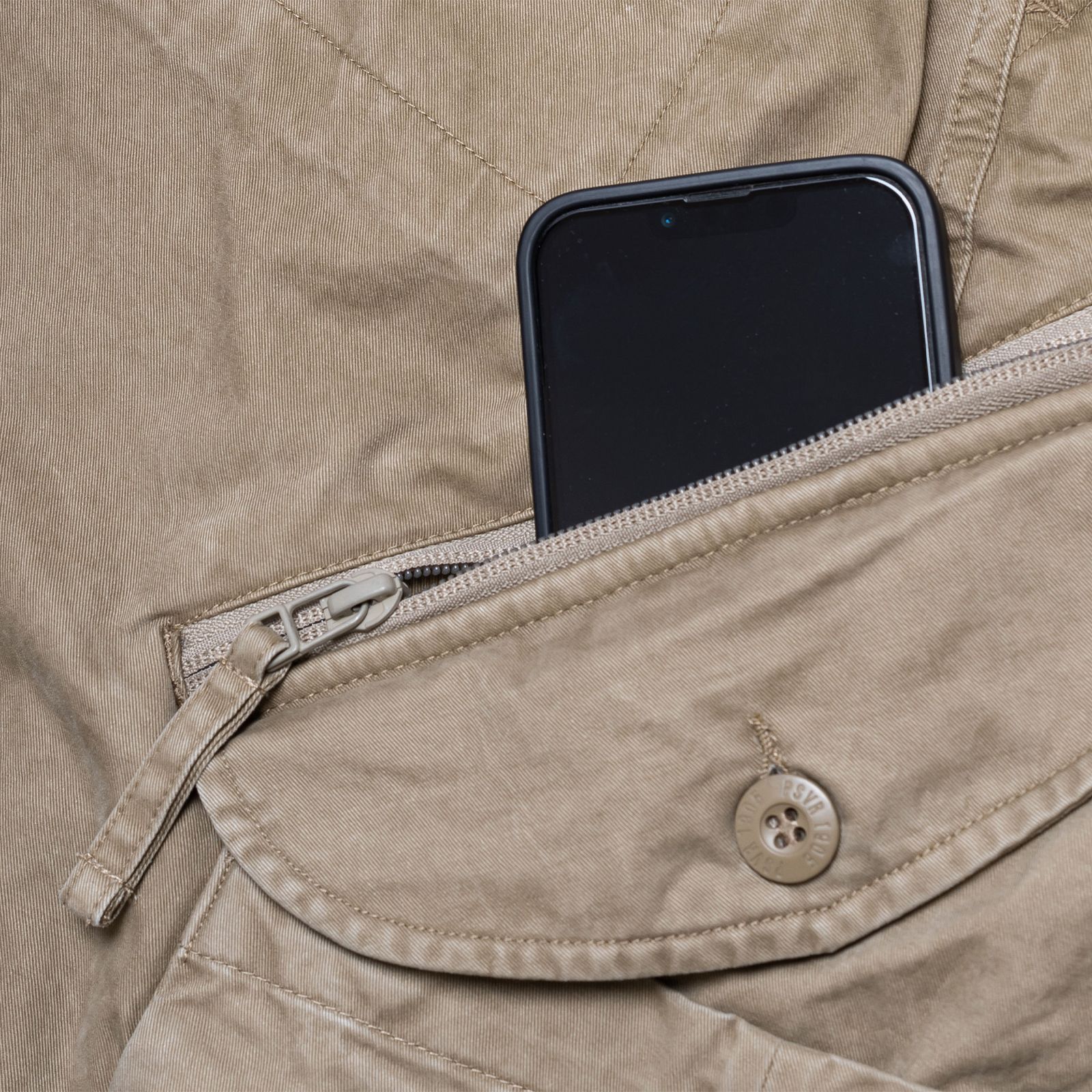 【ラスト1点 XL 】unique pocket design tapered pants / カーキ