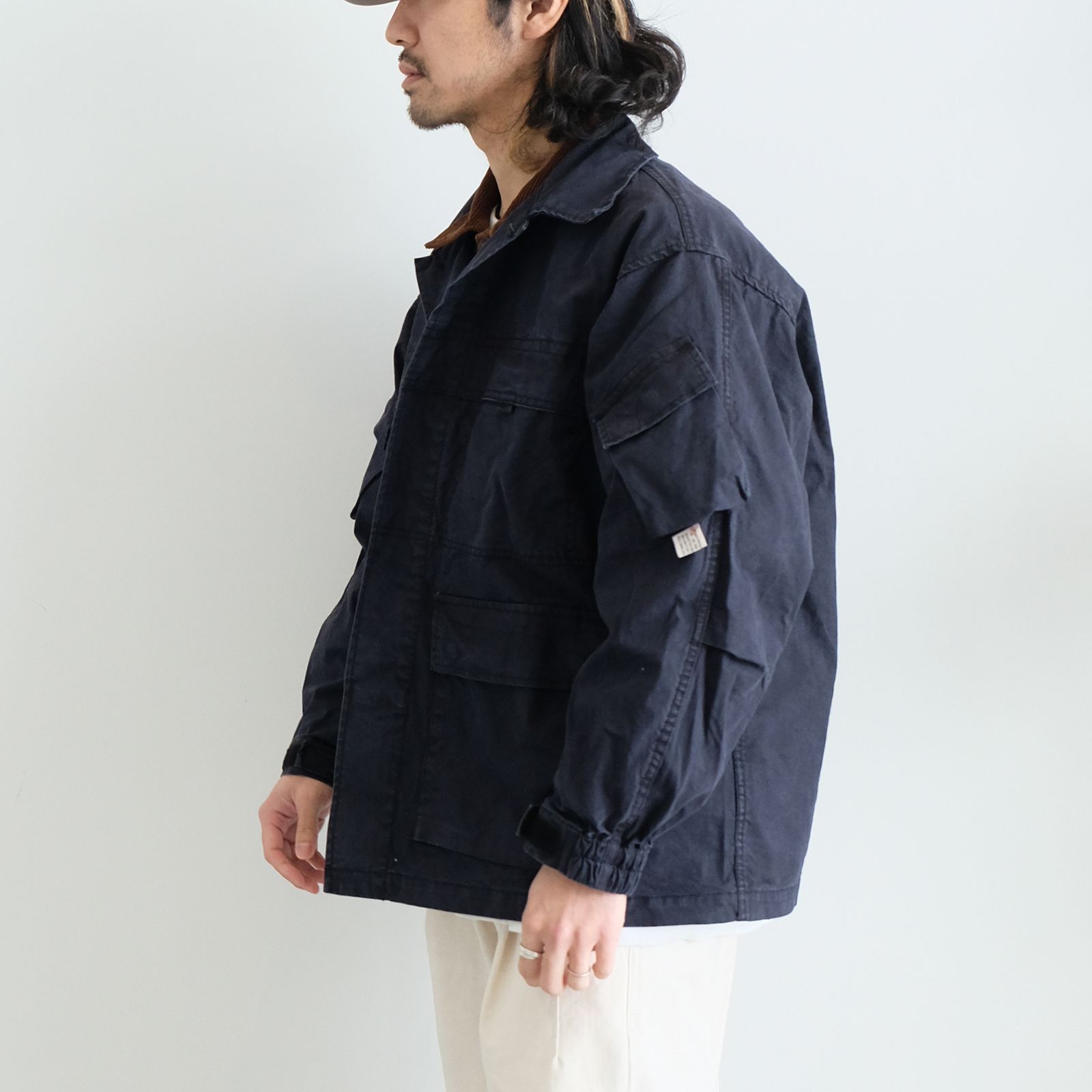 【ラスト1点 M 】stonewashed multi-pocket field jacket / ダークブルー