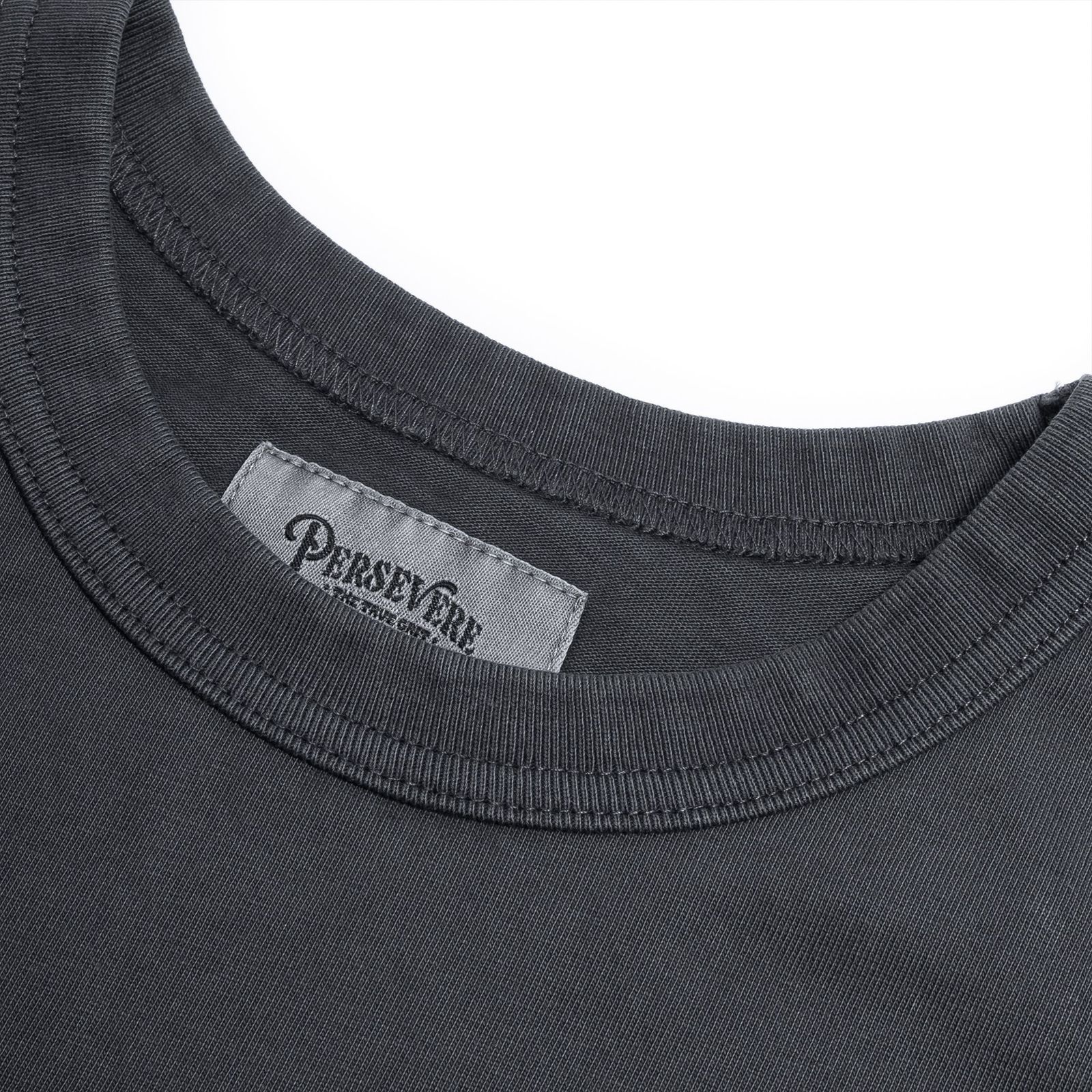 【ラスト1点 XL 】pigment-dyed catchword t-shirt / ウォッシュドブラック