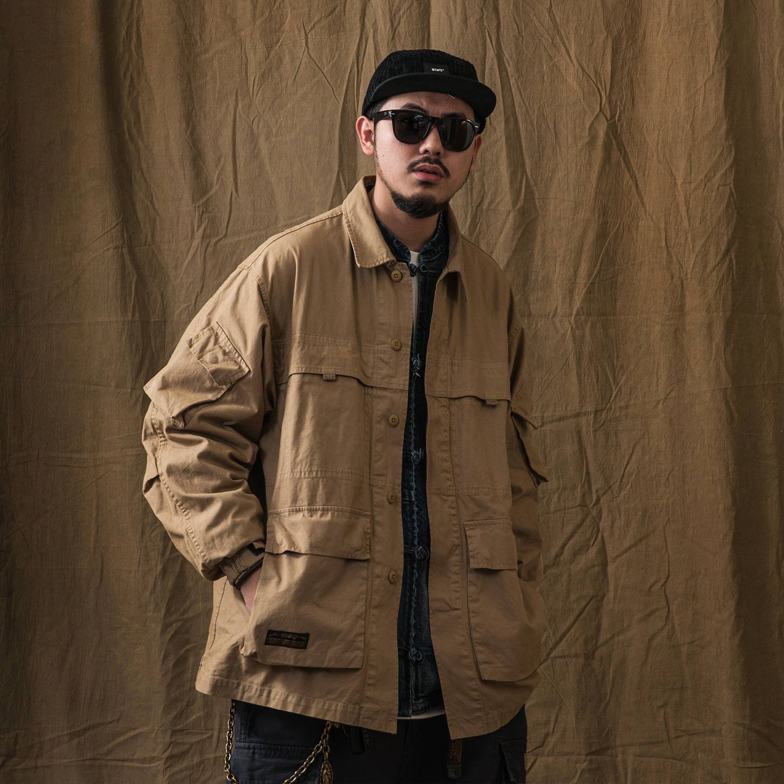 【ラスト1点 XL】stonewashed multi-pocket field jacket / カーキ