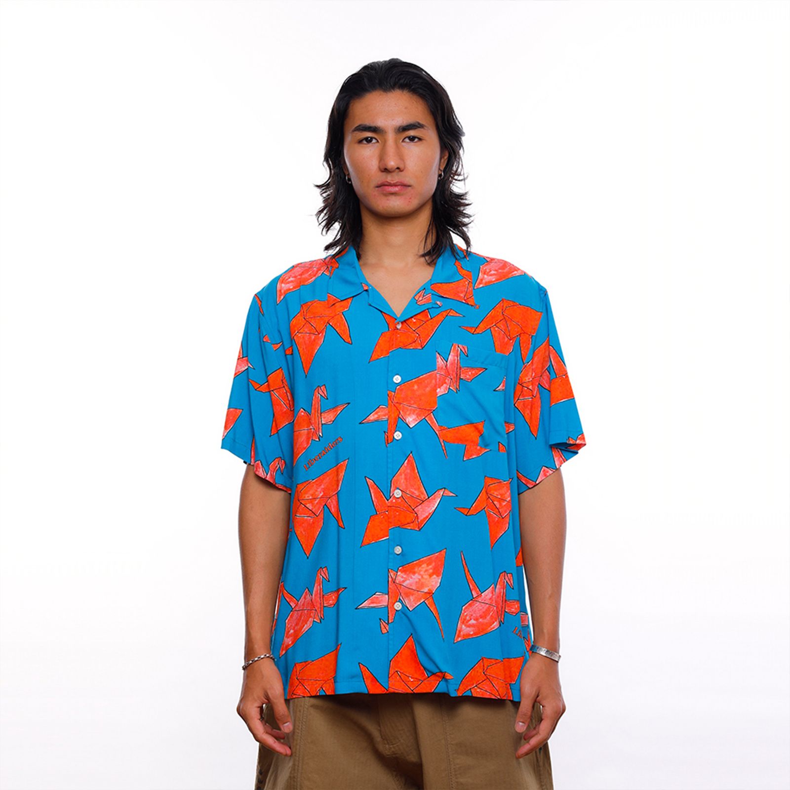 【ラスト1点 S】origami rayon shirt / ブルー