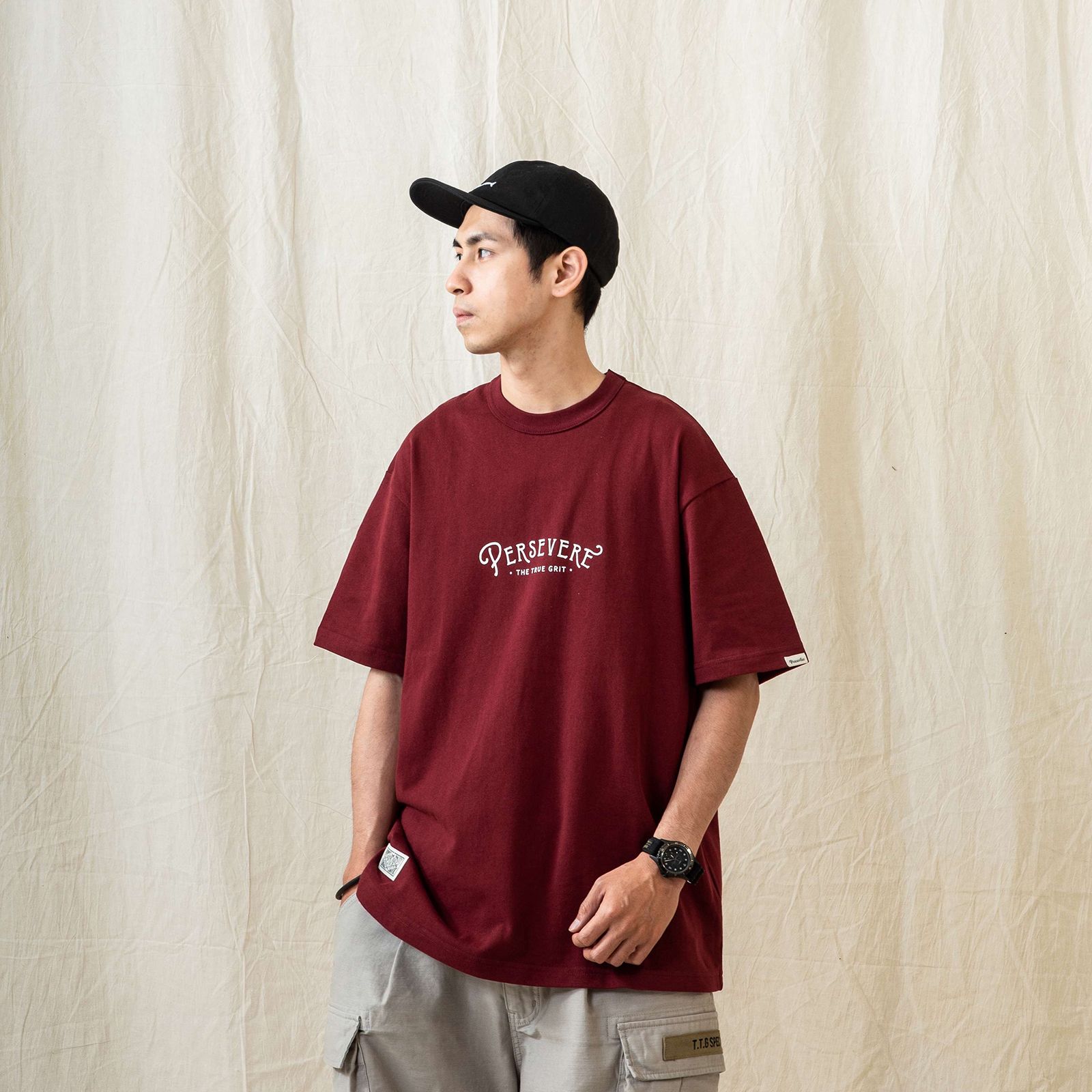 handwritten logotype t-shirt / クラレット
