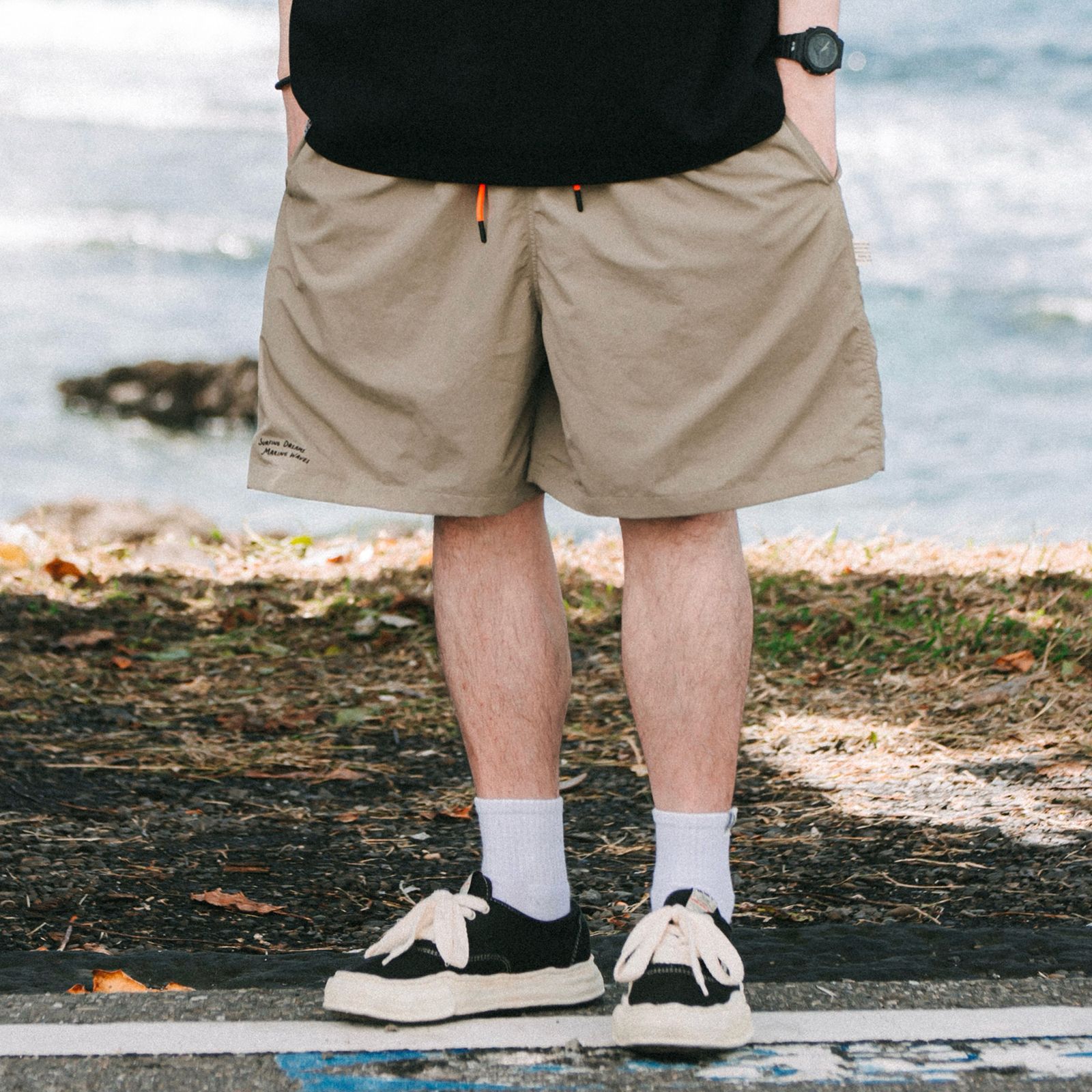 【ラスト1点 XL】ocean-inspired nylon shorts / サンド