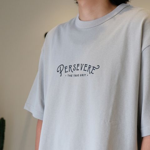 Persevere 2022夏コーデ。Tシャツのセメントグレーカラーが夏にも映える良い色味