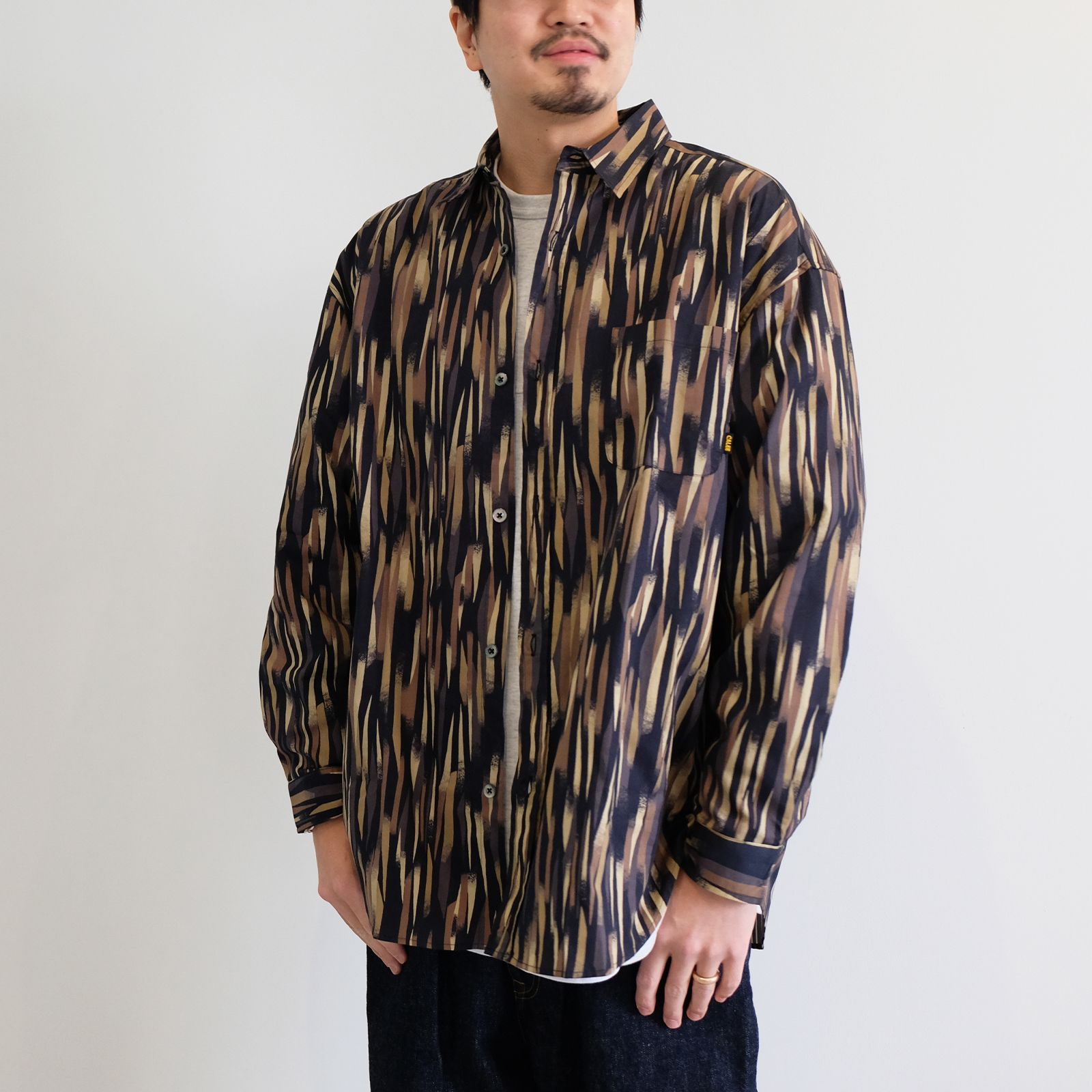 CALEE - 【ラスト1点 L 】Brush handle pattern over silhouette L/S