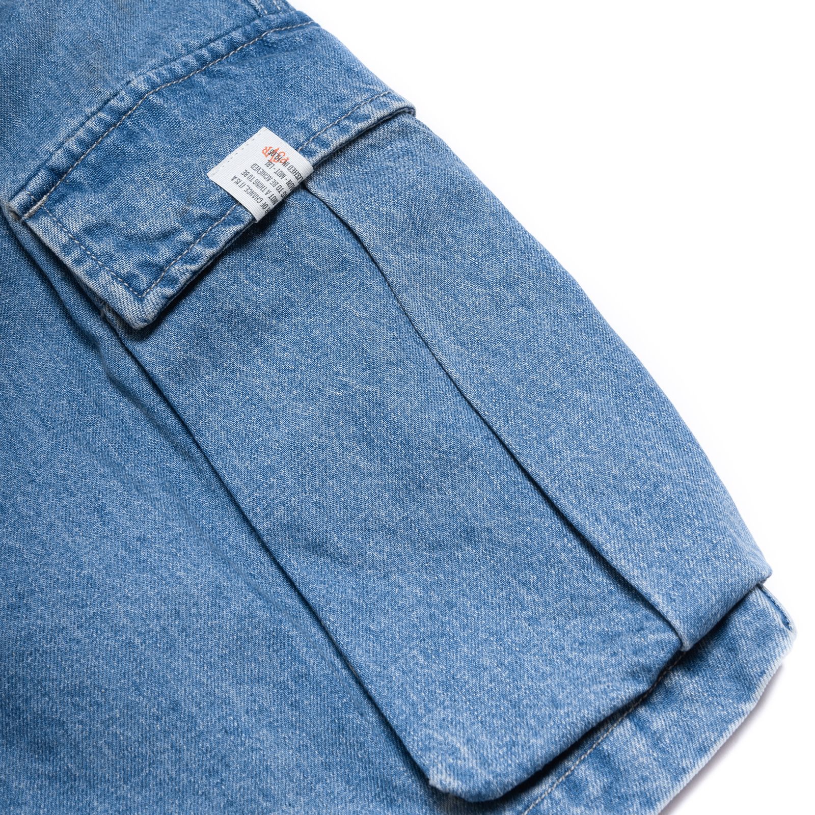 washed double cargo shorts / ウォッシュドデニムブルー