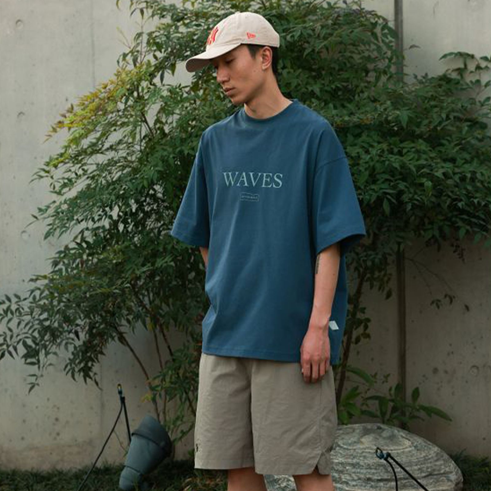【ラスト1点 L】"waves" sorona print tee / ブルー