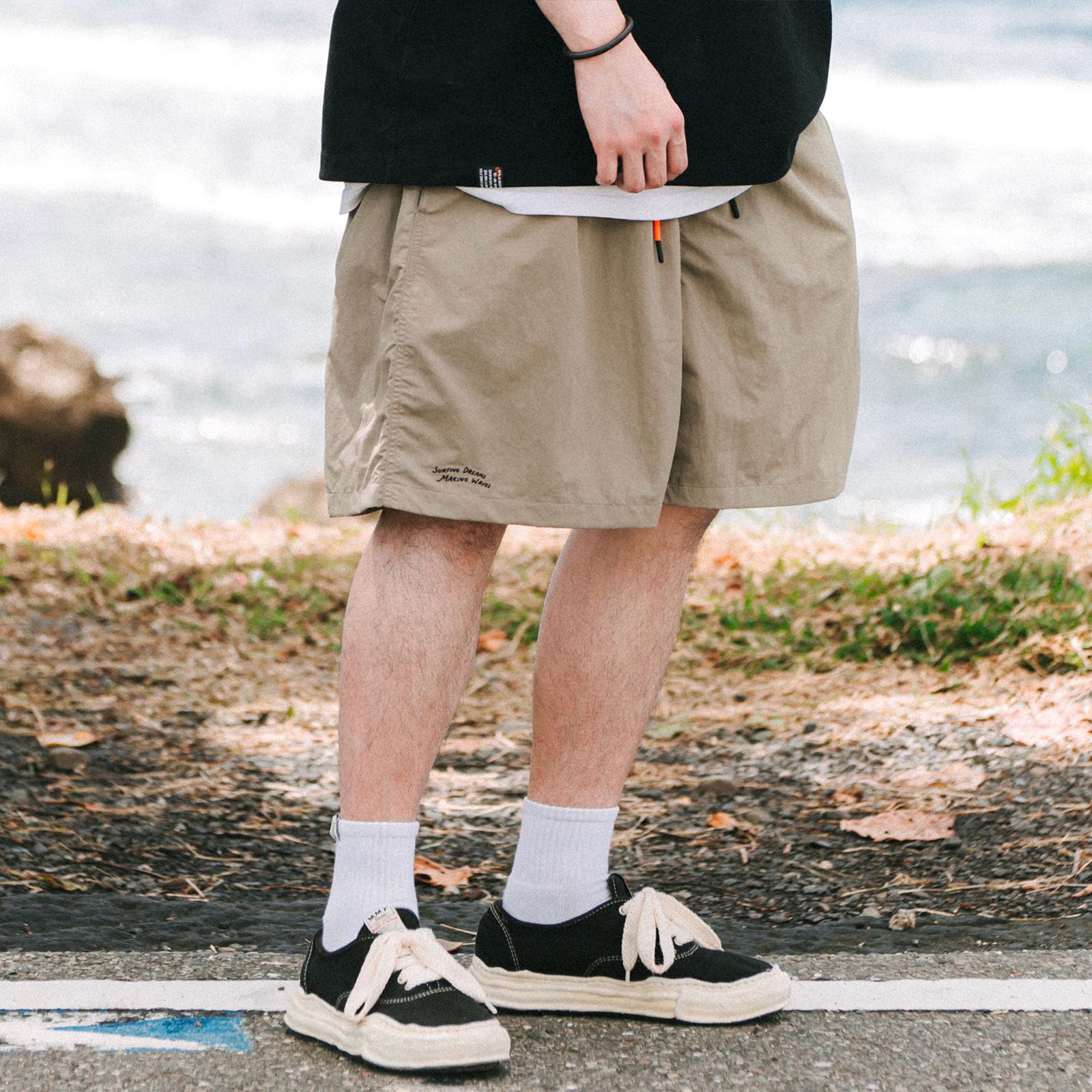 【ラスト1点 XL】ocean-inspired nylon shorts / サンド