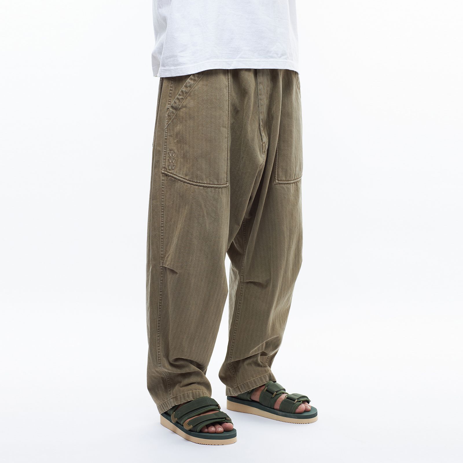 パンツ Liberaiders HERRINGBONE SARROUEL PANTS liberaiders - 【ラスト1点 34(L)】garmentdyed herringbone