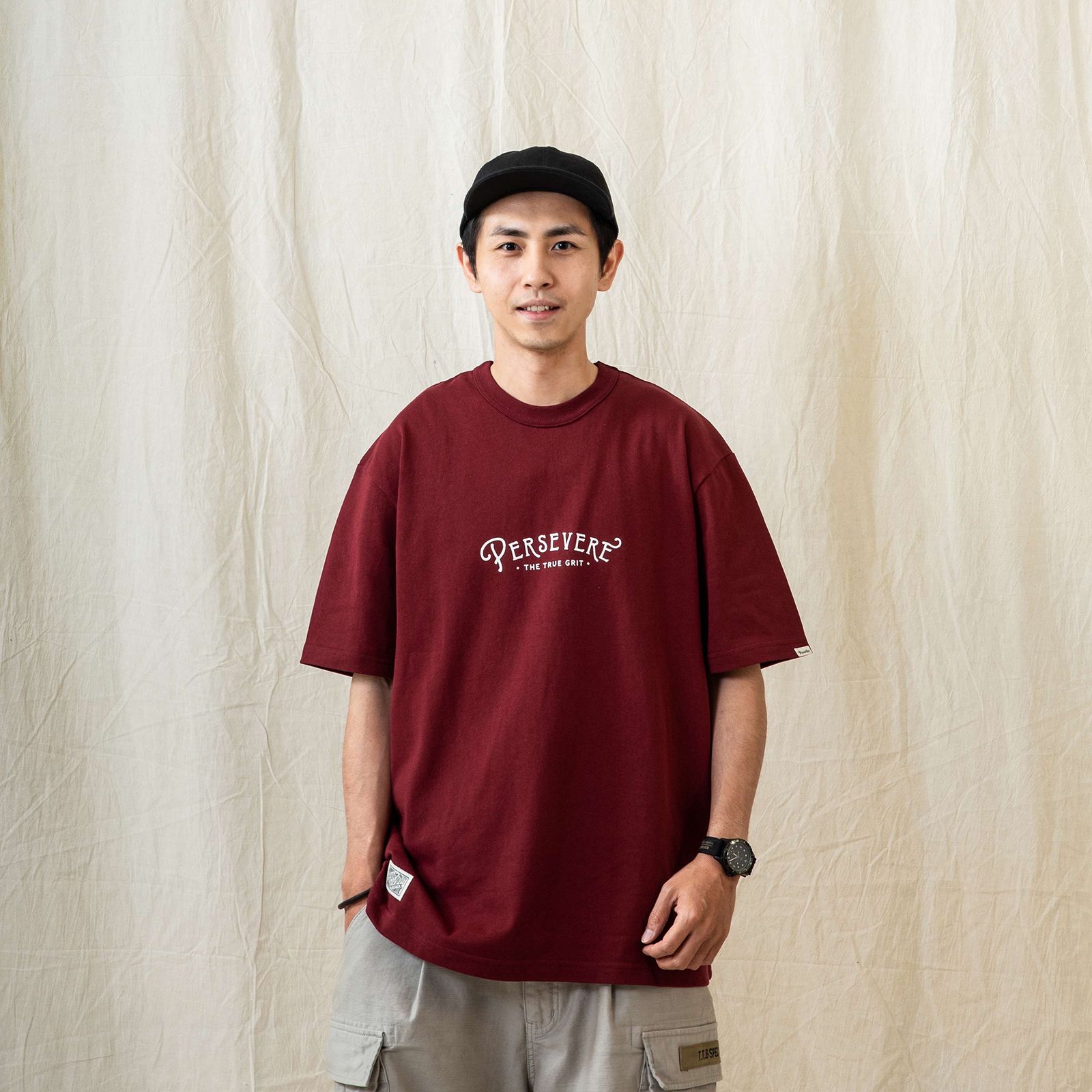 handwritten logotype t-shirt / クラレット
