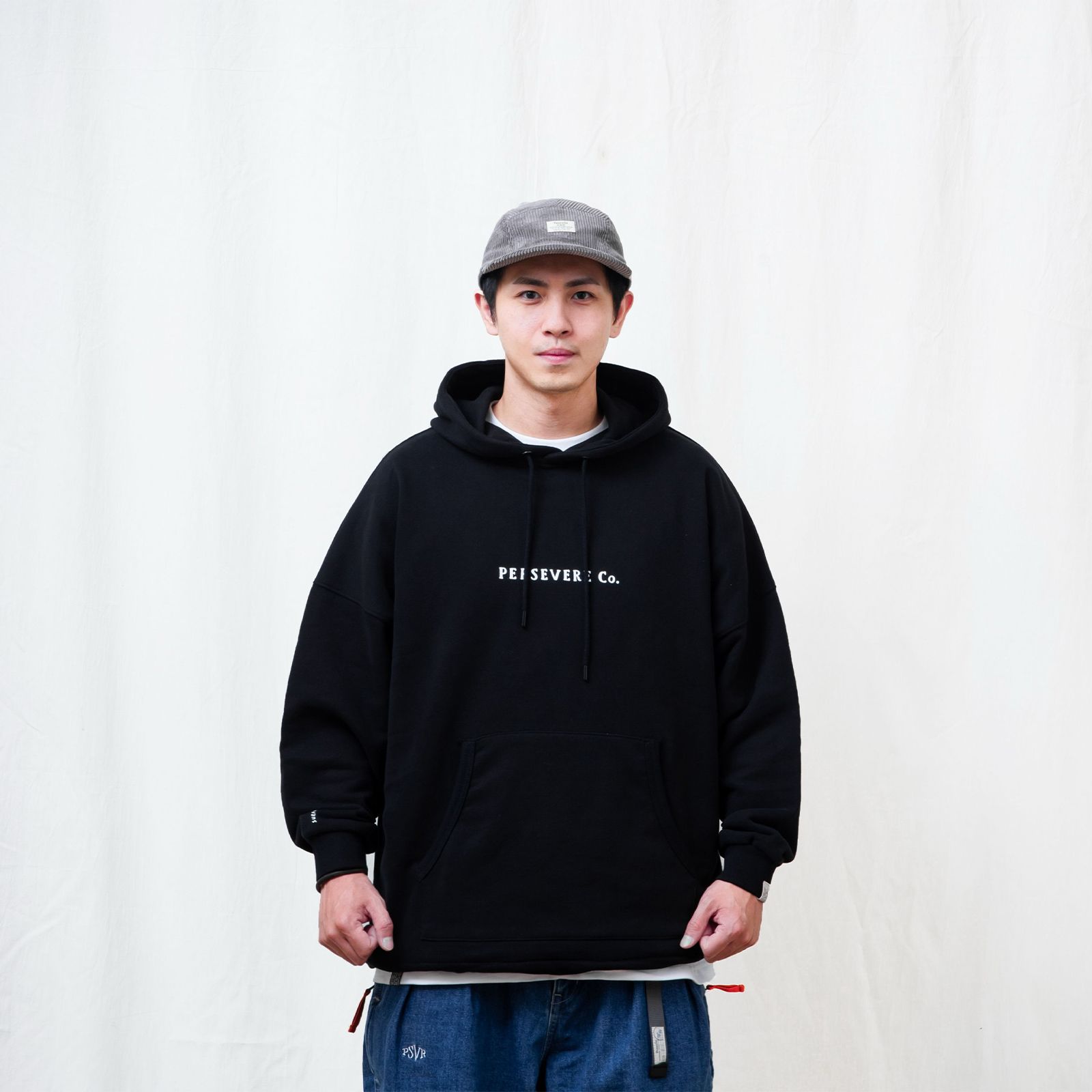 【ラスト1点 M 】brand logo classic washed hoodie / ブラック
