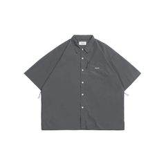 brand logo loose-fit shirt / ダークグレー