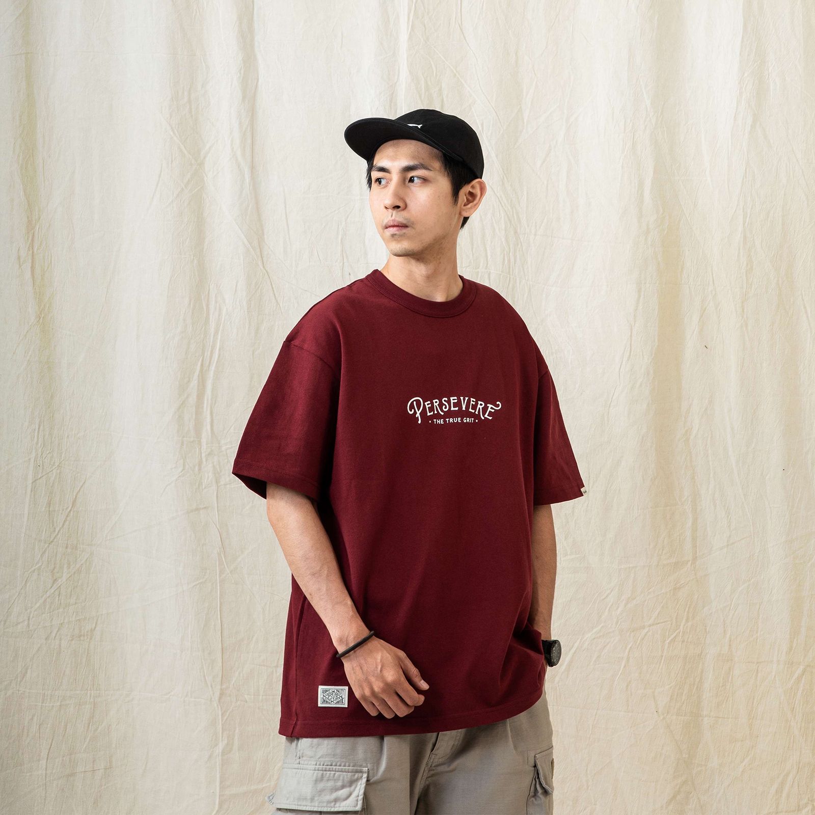 handwritten logotype t-shirt / クラレット