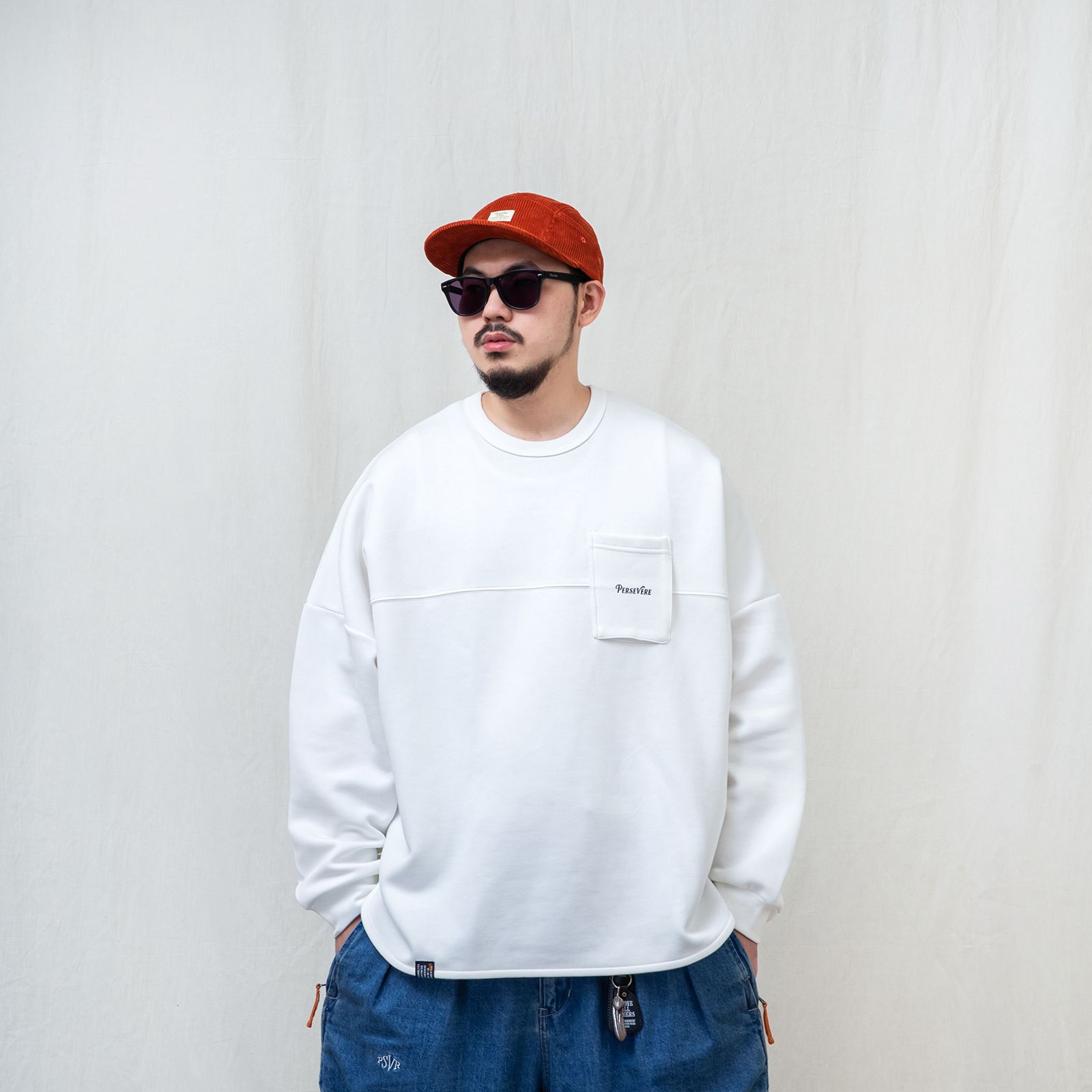 【ラスト1点 L】anti-wrinkle L/S classic pocket t-shirt / ホワイト
