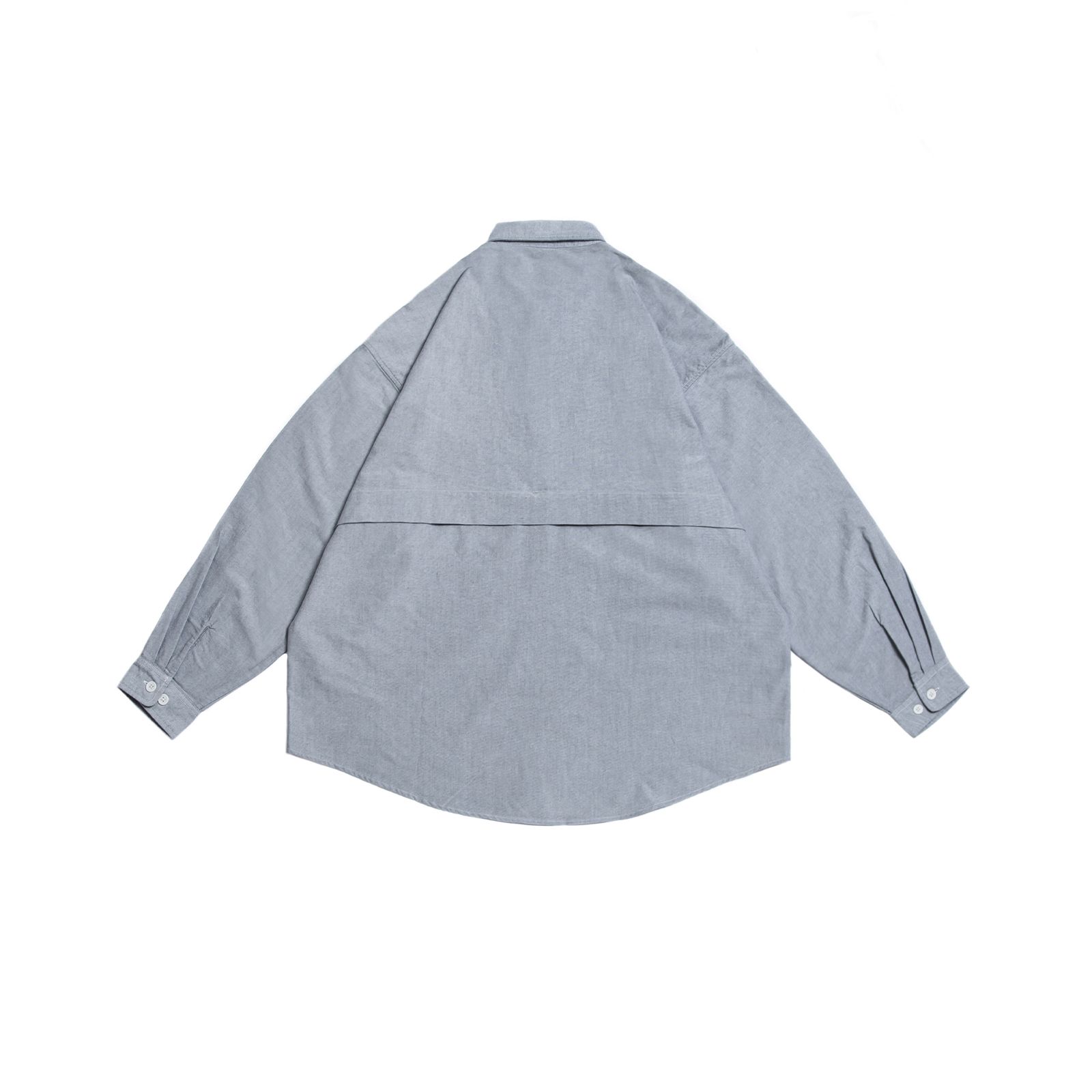 【ラスト1点 L】brand logo long-sleeve oversized oxford shirt / グレー