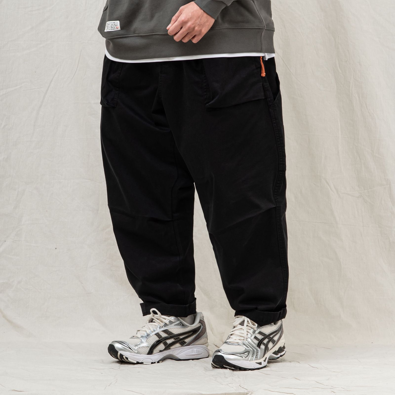 【ラスト1点 XL 】heavy enzume washed tapered pants / ブラック