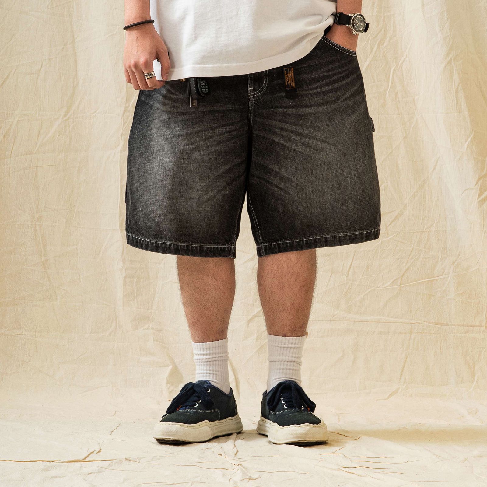 【ラスト1点 XL 】hige denim shorts / ブラック