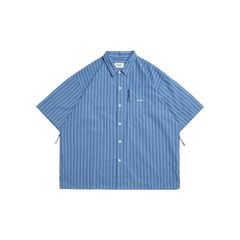 brand logo loose-fit shirt / ブルー&ホワイトストライプ