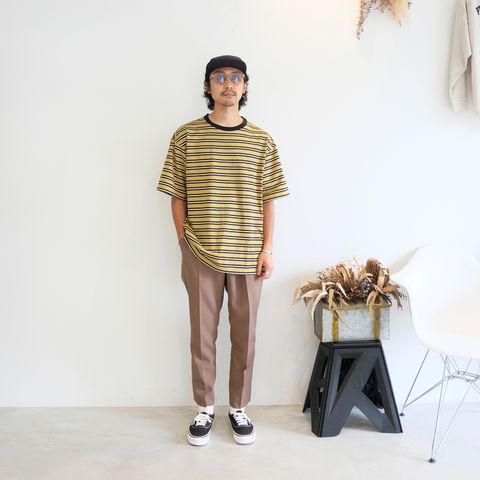【2023.6.17(Sat) 】オリジナルのボーダーデザインが印象的な同系色でまとめたTシャツコーデ