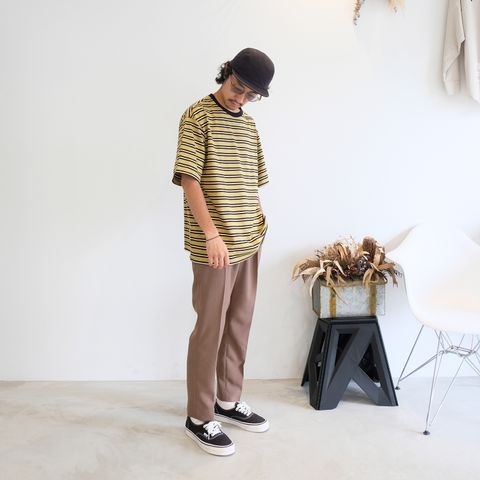 【2023.6.17(Sat) 】オリジナルのボーダーデザインが印象的な同系色でまとめたTシャツコーデ