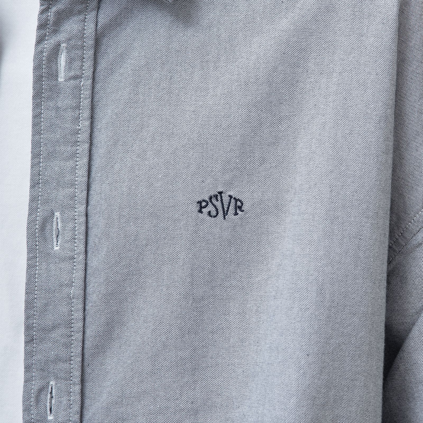 【ラスト1点 L】brand logo long-sleeve oversized oxford shirt / グレー