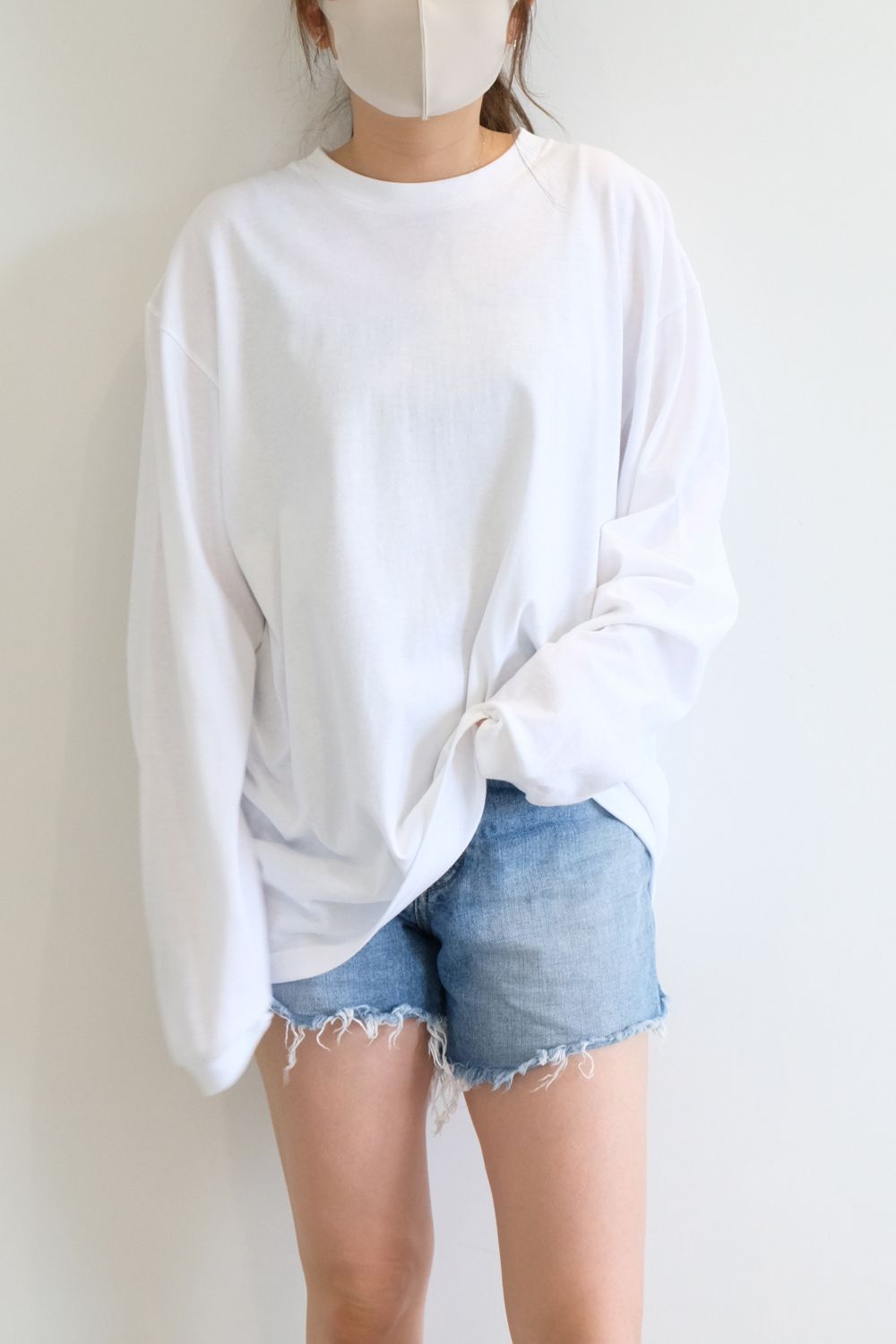[ラスト1点 M ]【グッドネイバーズシャツ×酒井貴生】バックプリント ビックシルエットロングスリーブTシャツ / big silhouette L/S Tee / ホワイト