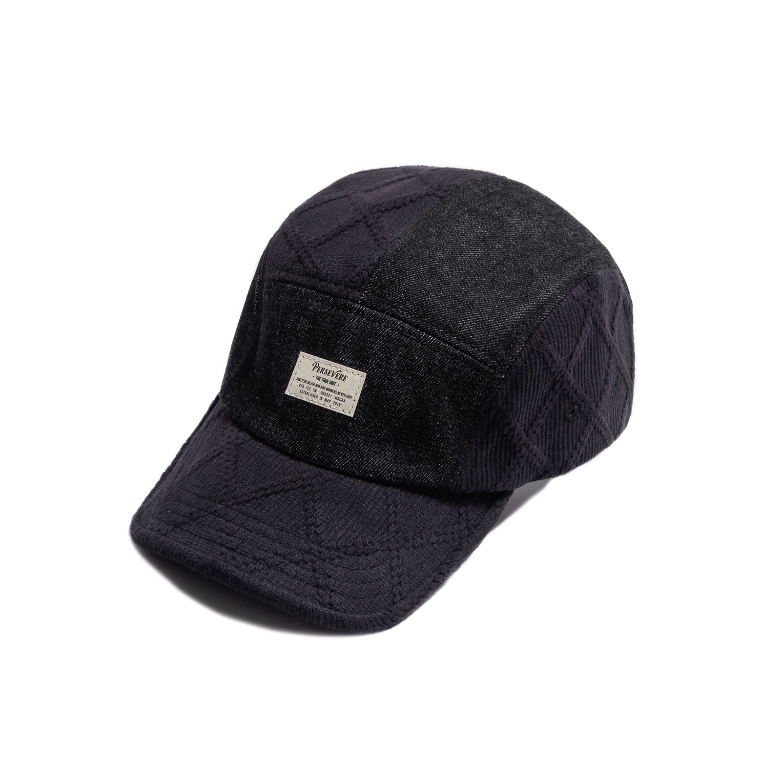 【ラスト1点】spliced 5-panel denim cap / ブラック