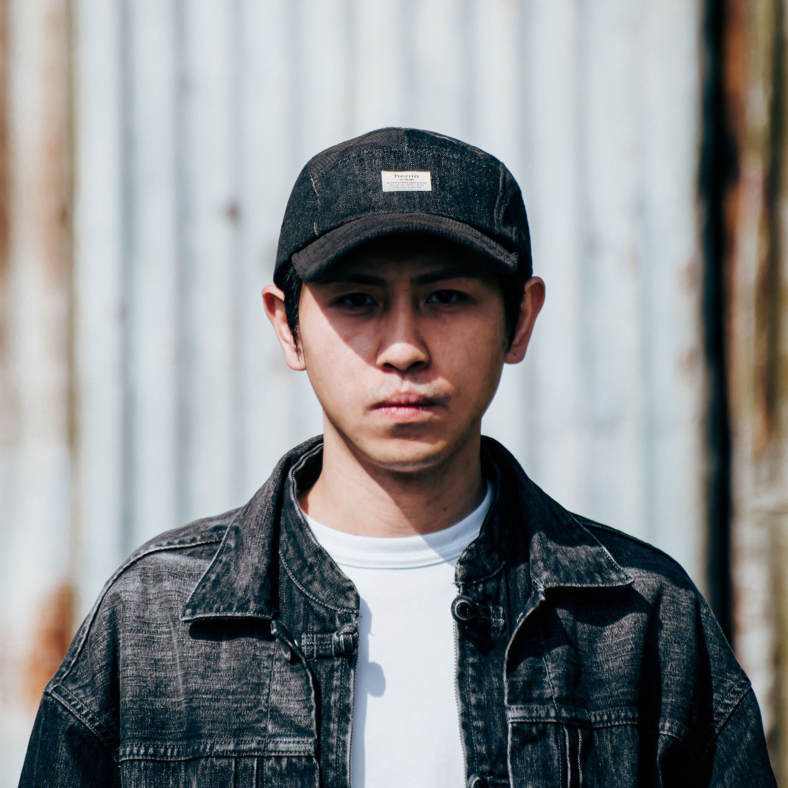 【ラスト1点】spliced 5-panel denim cap / ブラック