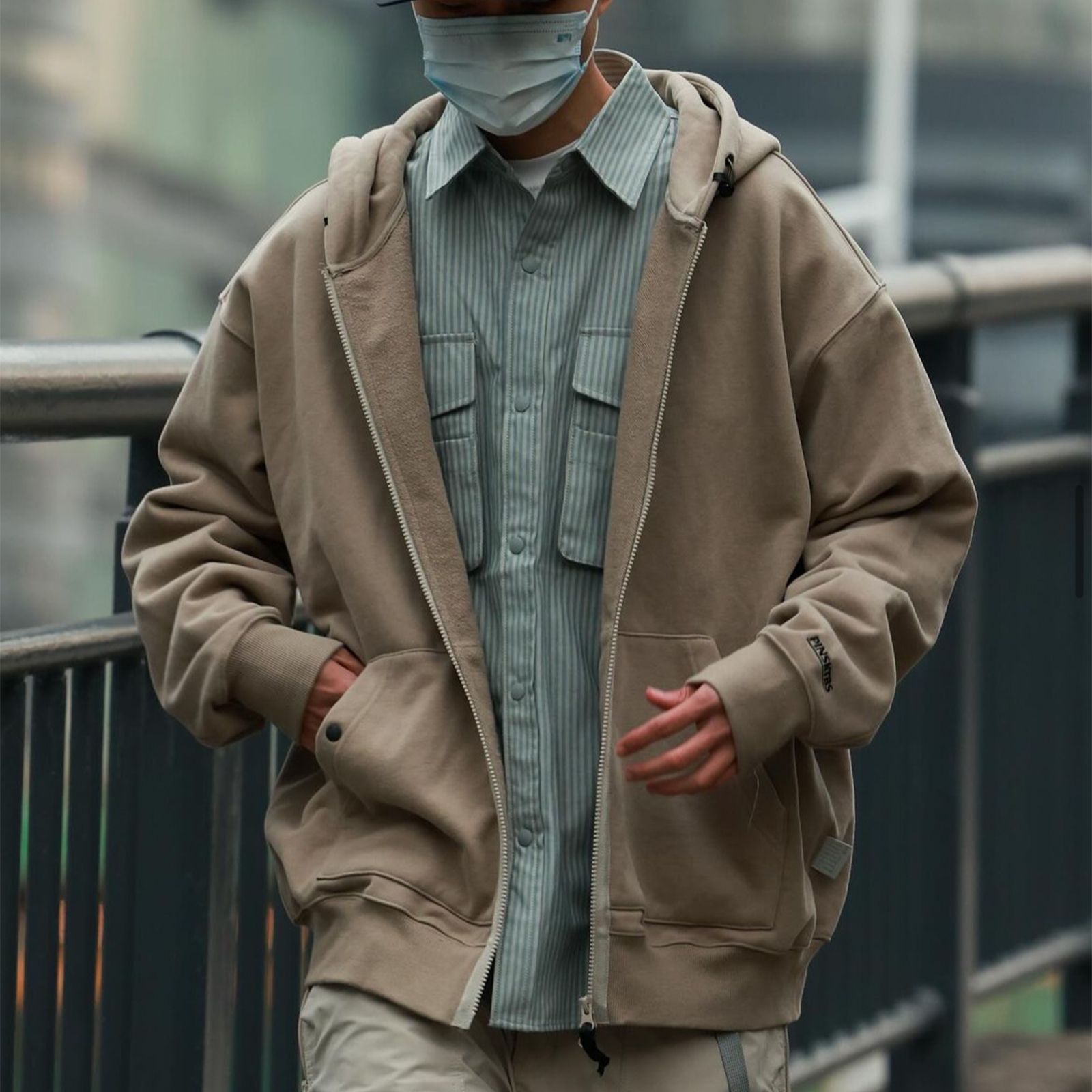 【ラスト1点 L】Zipper Hoodie / カーキ