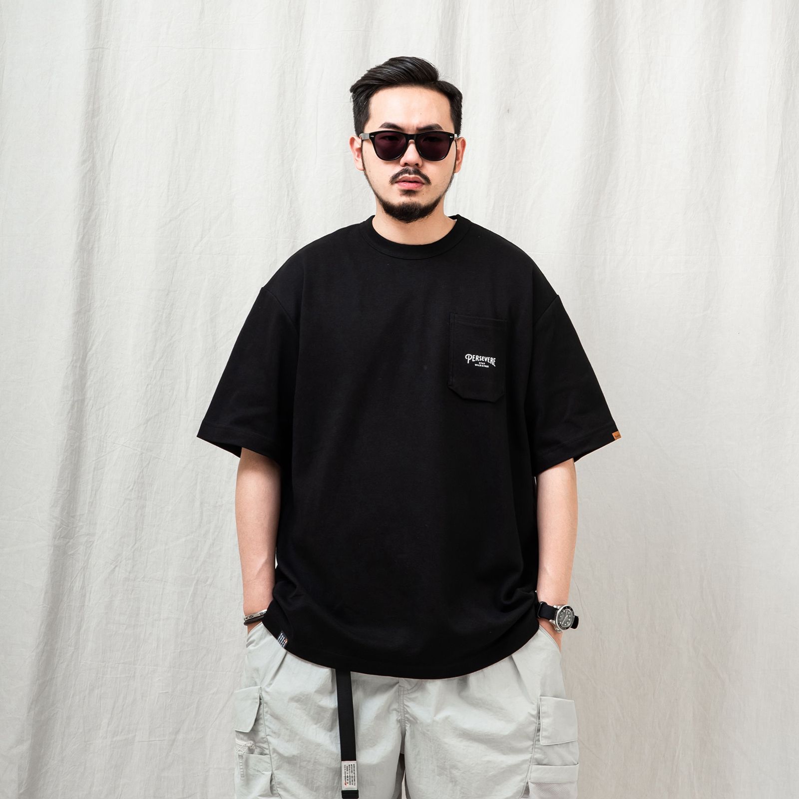 【ラスト1点 L 】hexagonal pocket classic t-shirt / ブラック