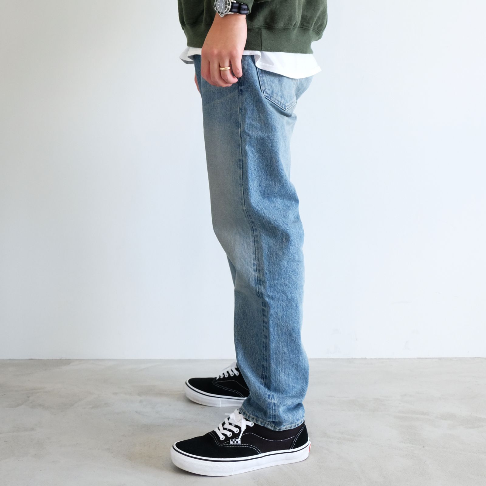 [ラスト1点 32(M)] ウォッシュ加工 テーパードジーンズ / LR denim pants / インディゴ - 30/S