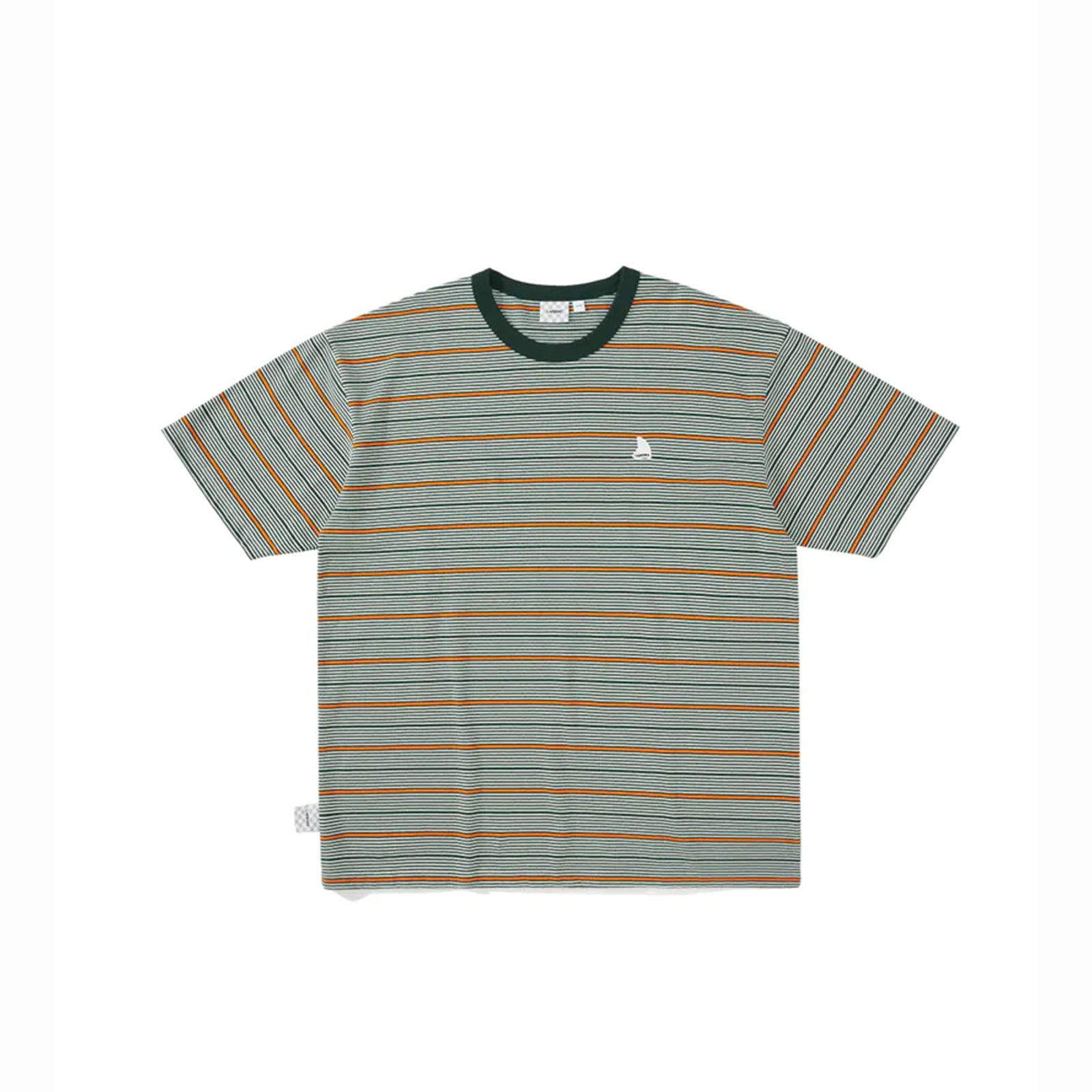 【ラスト1点 L】stripe crewneck lap / ホワイト×オレンジ
