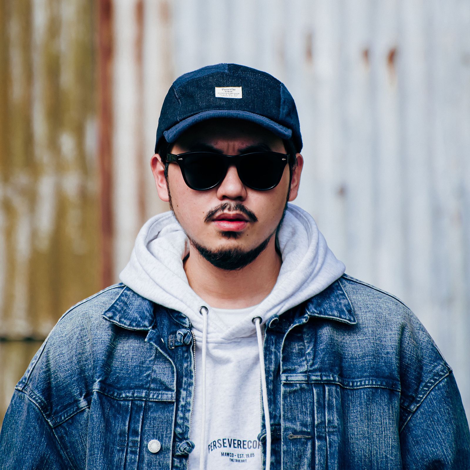 【ラスト1点】spliced 5-panel denim cap / ブルー