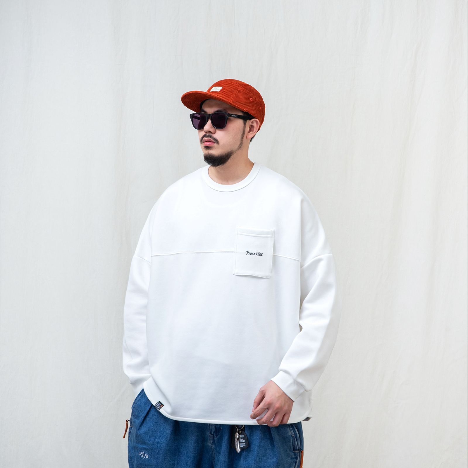 【ラスト1点 L】anti-wrinkle L/S classic pocket t-shirt / ホワイト