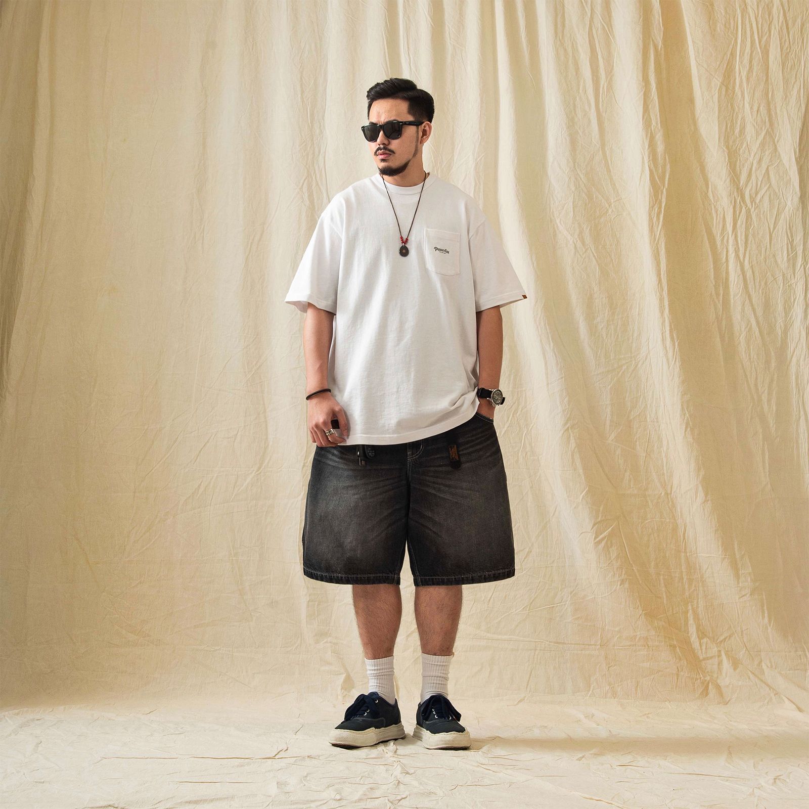 【ラスト1点 XL 】hige denim shorts / ブラック
