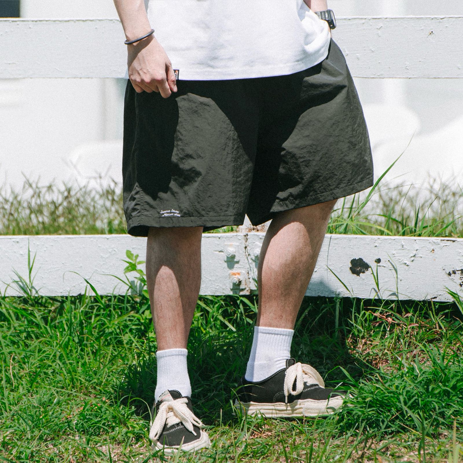 【ラスト1点 XL】ocean-inspired nylon shorts / ツートーングレー