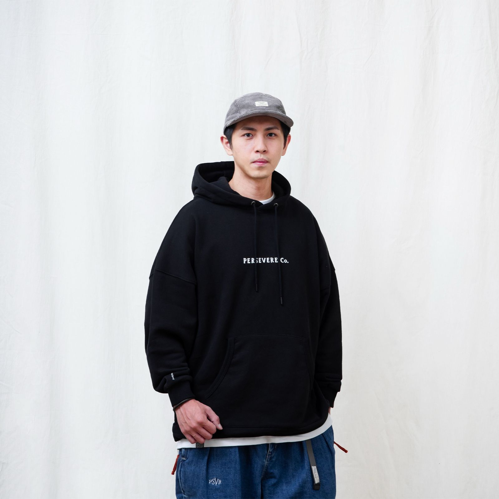 【ラスト1点 M 】brand logo classic washed hoodie / ブラック
